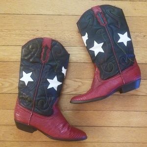 Leather Collection Stars and Steer Cowboy Boots 9